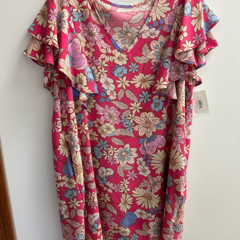 Floral Ruffle Sleeve Dress